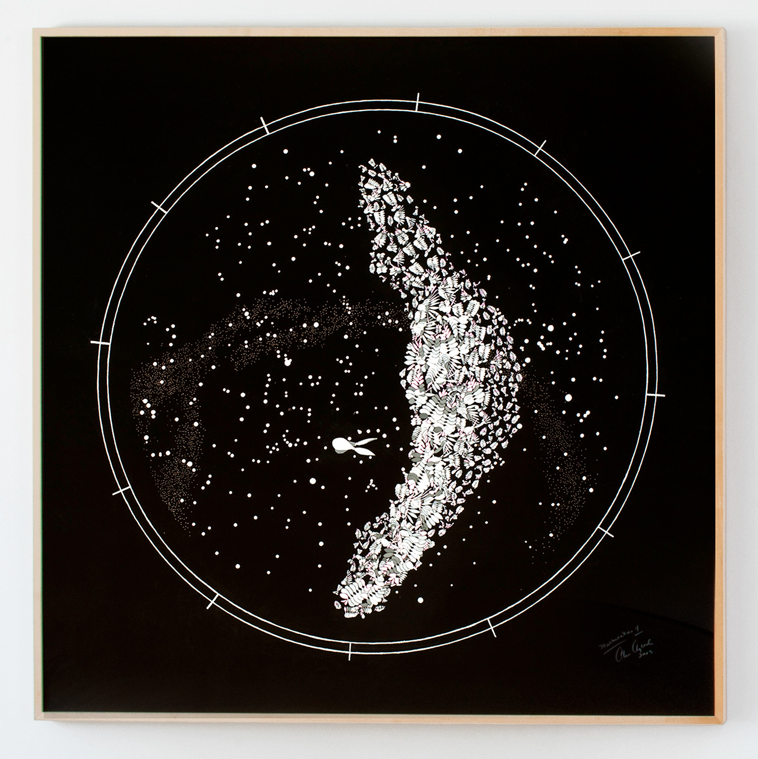 Alice Aycock
                                    'Things Pass By in the Night: Murmuration 4
                                    (from the continuing series On the Starry Night)', 2009
                                    60 x 60 Inches
                                    Ink, gouache, and colored pencil on paper
                                    